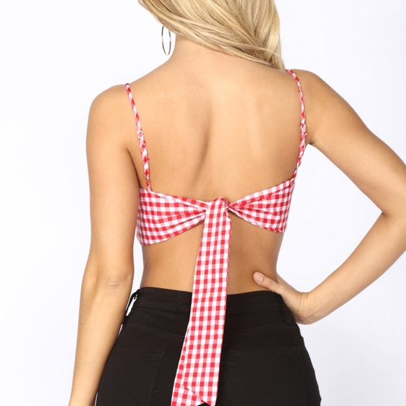 Fashion Nova  Red-White Gingham Top - Picture 2 of 3